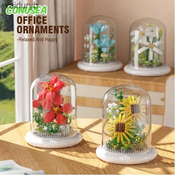 

Bloc Building Eternal wers LED Bouquet Mini Micro Block Bric wer Brick Birthday Gifts for girls girlfriend ldren H240531