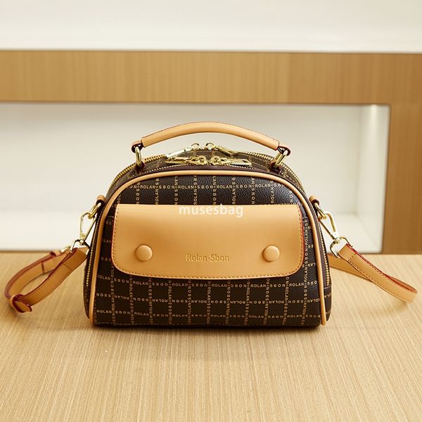 

Large capacity handbag new contrasting tote bag crossbody bag women's one shoulder small round bag high-end fashion women's bag, Camel