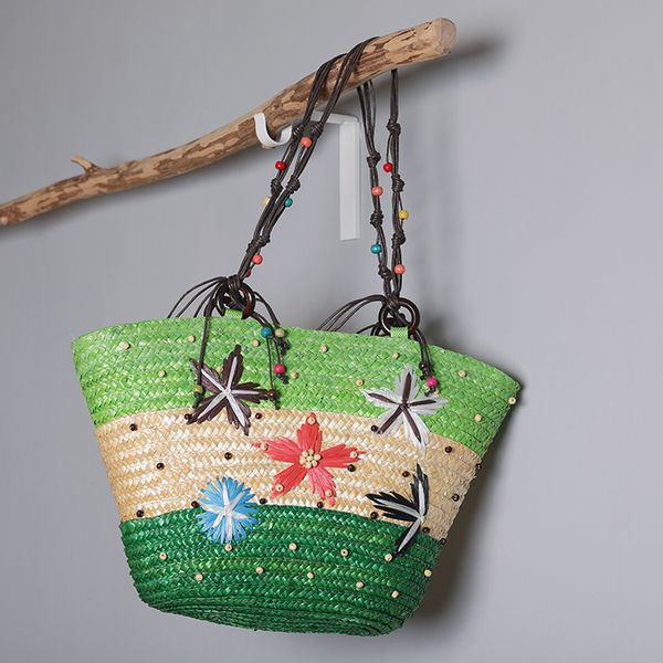 

Factory wholesale ladies shoulder bags 3 colors niche design woven straw handbags sweet flowers embroidered handbag summer romantic holiday beach bag 4735#, Blue