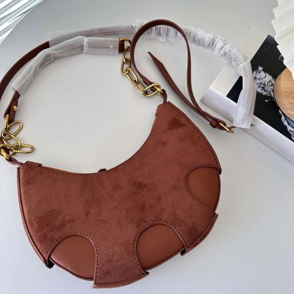 

Designer High Quality Wallet Underarm Fashionable Moon shaped Women's Shoulder Bag Handbag, Red