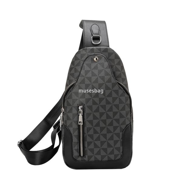 

New Japanese and Korean Small Chest Bag for Men's Leisure Printing Sports Chest Bag Cross border Simple and Trendy Crossbody Bag Travel Large Capacity Bag, Coffee