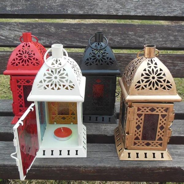 

Holders Candle Home Furnishing Vintage Wrought Iron Glass Holder Lantern Wind Landing Birthday Gift Wedding Decoration