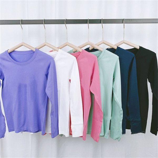 

womens t shirt sweatshirt long sleeved shirt Breathe Gym T-shirt quick dry Seamless Long Sleeve Sports T-shirt Fitness Yoga Top Running Top Sportswear, A 011