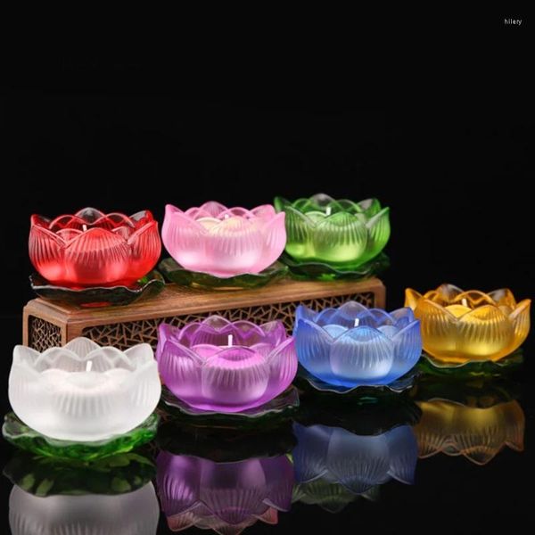 

Holders Candle 2 Pcs Colorful Glazed Lotus Leaf Candlestick Pillar Holder Tabletop Decor Home Furnishing Desktop Lighting stick