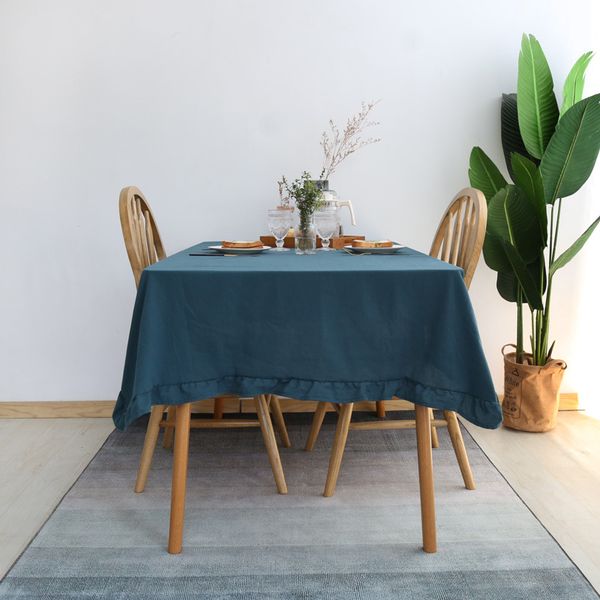 

W324 White pleated cotton simple dining table coffee table tablecloth napkin