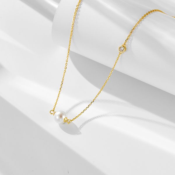 

S925 silver niche light luxury pearl necklace, women's simple and versatile temperament, high-end feel, single pearl collarbone chain
