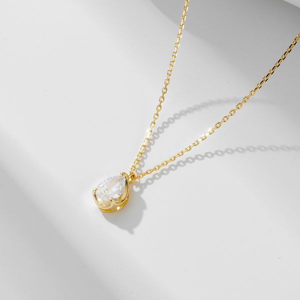 

S925 pure silver water droplet zircon necklace for women, light luxury ins, niche design, high-end sense, simple pendant, collarbone chain