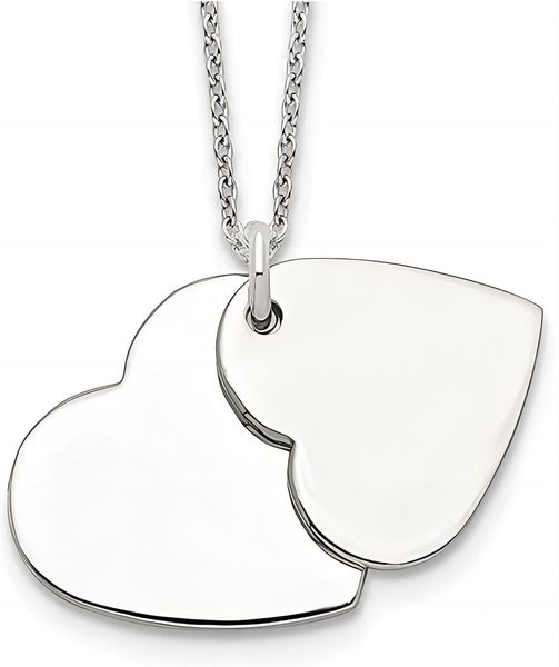 

sterling silver jewelry 925 heart necklace jewelry designers pendant necklace Vintage 18k gold plated double heart silver chain stainless steel necklaces gift 8f1