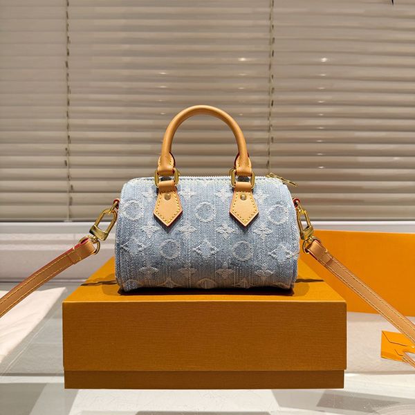 

Washed Denim Nano Totes Women s Designers Bags Handbag Wallets Messenger Purse Card Holder Laptop Bag pouch 24cm, Blue