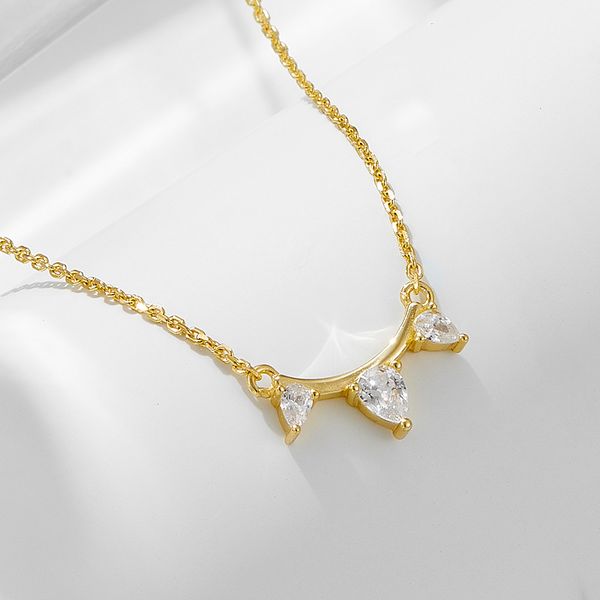 

925 sterling silver classic single row diamond inlaid pendant necklace for women, fashionable and exquisite water droplet zircon collarbone chain