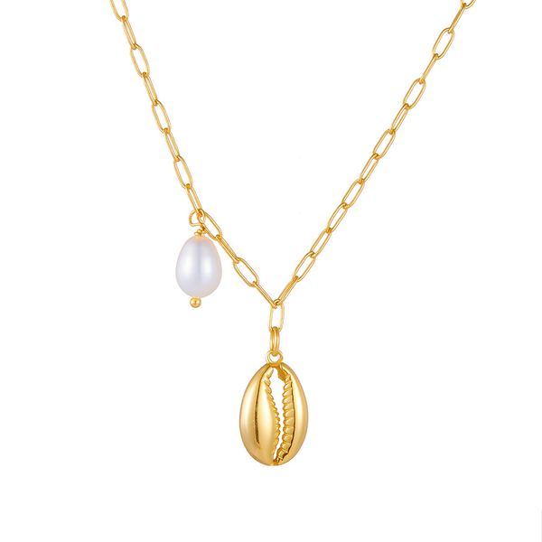 

925 silver fashionable versatile collarbone chain, niche design, natural breeding, pearl shell, conch pendant necklace for women