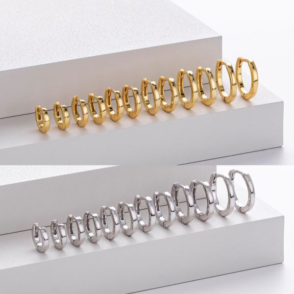 

S925 pure silver fashionable and simple basic ear buckle versatile casual shiny cold style earrings