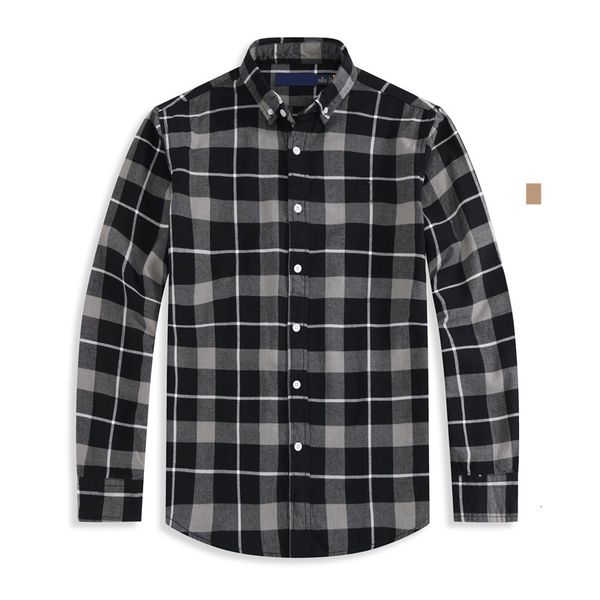

Mens Checkered Shirt Long Sleeve British Fashion Casual Fit Business Style High Quality Plaid Shirt for Spring Autumn Office Work Shirt Men Small horse shirts, H992-black