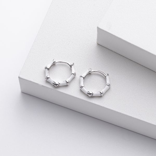 

S925 pure silver new bamboo colored drip oil style ear buckle versatile temperament cool style earrings