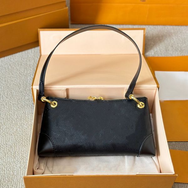 

Woman Baguette Shoulder Bags designer bag handbag luxury floral handbags moon bags small tote Leather 10A, Black 1(25*14cm)
