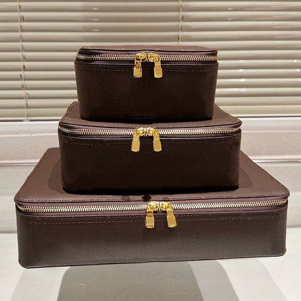 

VL Pattern Coated Canvas Packing Cube Organizer Bag Iconic L wers Printed Men Travel Stuff Sacks Storage Bags Plaid Printing Women Cosmetic Cases GM MM PM Sets, Brown plaid