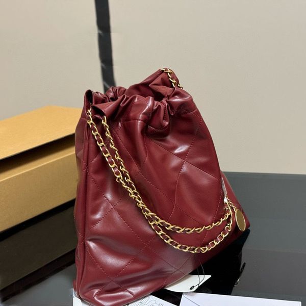 

Designer bags Classic Luxury Women Leather Trash bag Shoulder bag Classic Travel bag Handbag Beach bag Chain handbag Shopping Bag Large capacit Tote Fortune Bag 35m, Small burgundy