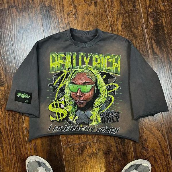 

Men's T Shirts Streetwear Seven Quarter Sleeves Tops Men Women Punk Rock Hip Hop Cartoon Graphic Print Short Haruku Oversized Shirt, Gold