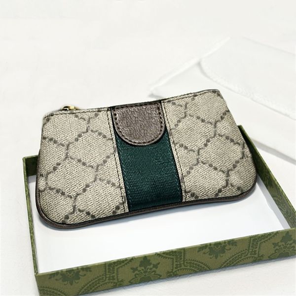 

Unisex Short Wallets Coin Purses Designer Wallet Mini Pouch Print Wallets Genuine Leather Gift Box Woman Men TOP, Red