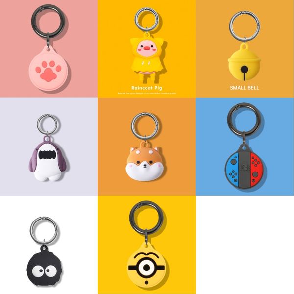 

Cute Cartoon Protective Case for Apple Airtag Fiber Loop Silicone Cases Cover Shell Airtags with Keychain Key Chain Accessories, Mixed color