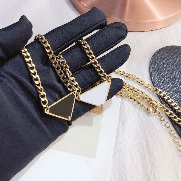 

Classic Triangle Pendant Necklaces Black White Style Charm Women Spring Girl Love Birthday Gift Necklace Stainless Steel Long Chain