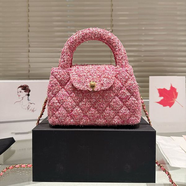 

23k Woolen Women Designer classics presbya Shoulder Bags With Chain Square Water ripple Twist Bag Crossbody bag waterproof handbags Totes 20cm, Split