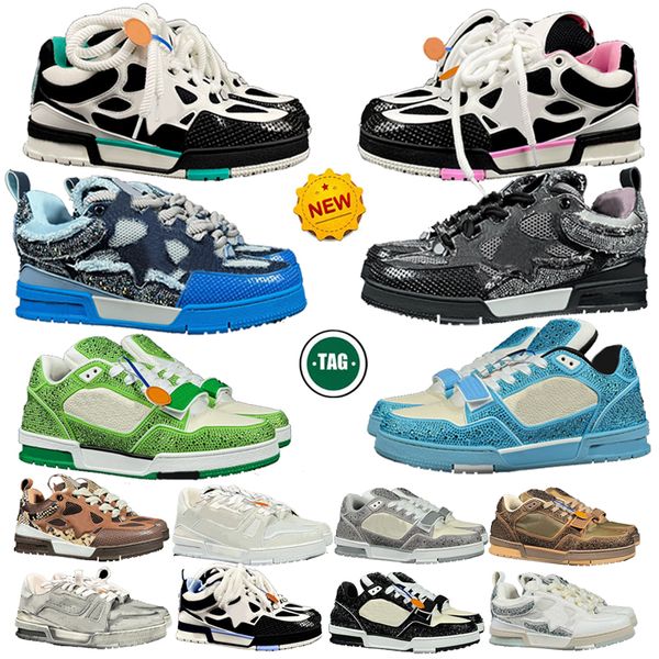 Top quality designer sneakers skate shoes luxury mens trainers crystal calfskin platform low skates sports sneaker casual box dust bag