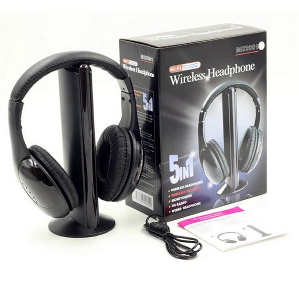 

MH-2001 5-in-1 Wireless Bluetooth Headset FM Radio Computer Wireless Headset TV. Monitor Wireless Headset, Black