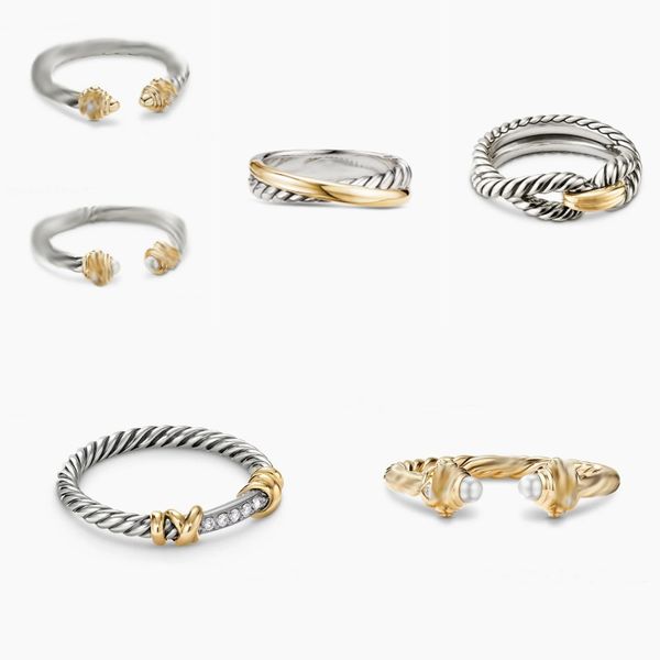 

Designer Rings for Men Women Twisted Braided with box Band Fashion Jewelry 18k gold plated With drill Ring Cable Wire Vintage X shape ring Engagement Hot Gifts