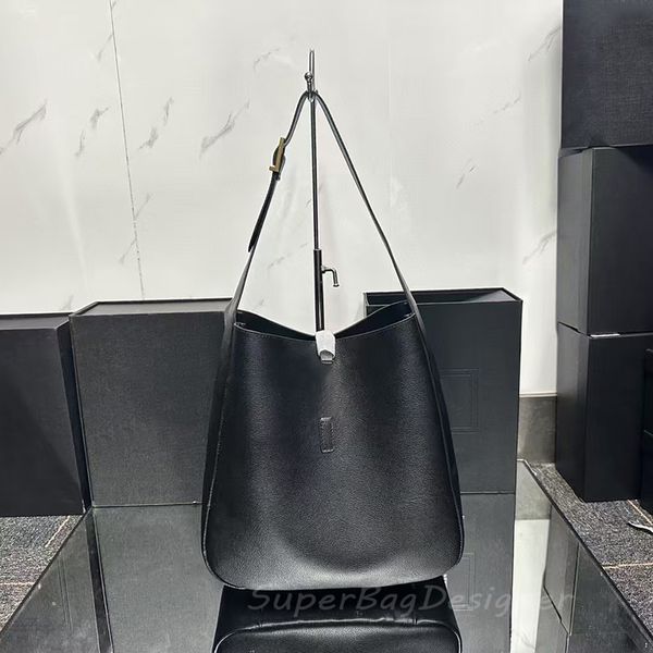 

7A top quality LE 5A7 hobo bucket bag tote bag underarm suede handbag real leather calfskin lining handbag women designer bag large capacity, Suede black