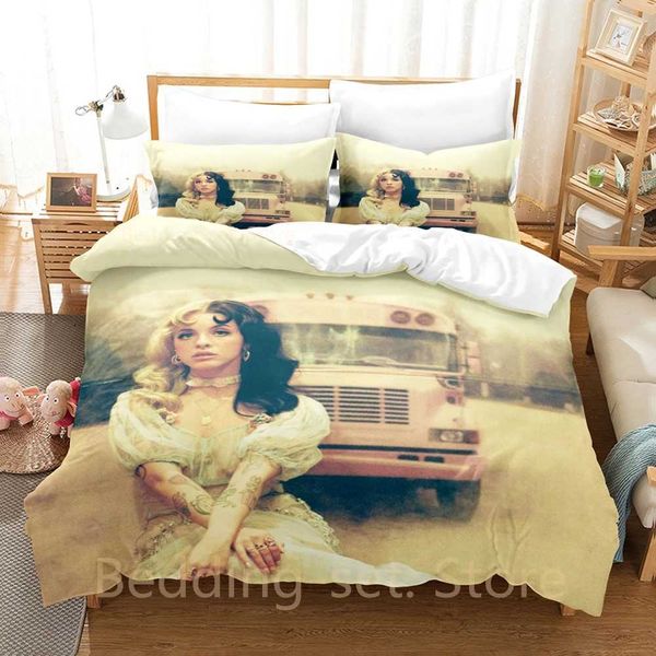 

New Melanie Martinez Bedding Single Twin Full Queen King Size Set Adult Bedroom Duvetcover Sets Kawaii Bed Sheet SetC241207, Silver