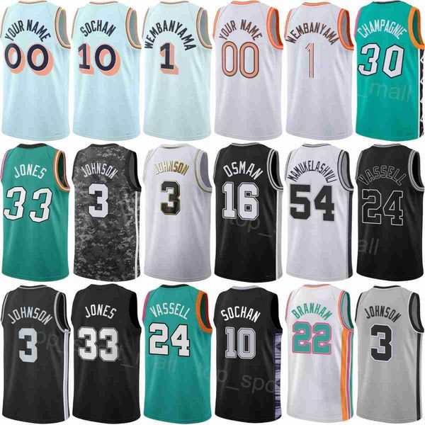 Print Basketball Victor Wembanyama Jersey 1 Woman Youth Man Jeremy Sochan 10 Chris Paul 3 Harrison Barnes 40 Julian 30 Keldon Johnson 0 For Sport Fans Association