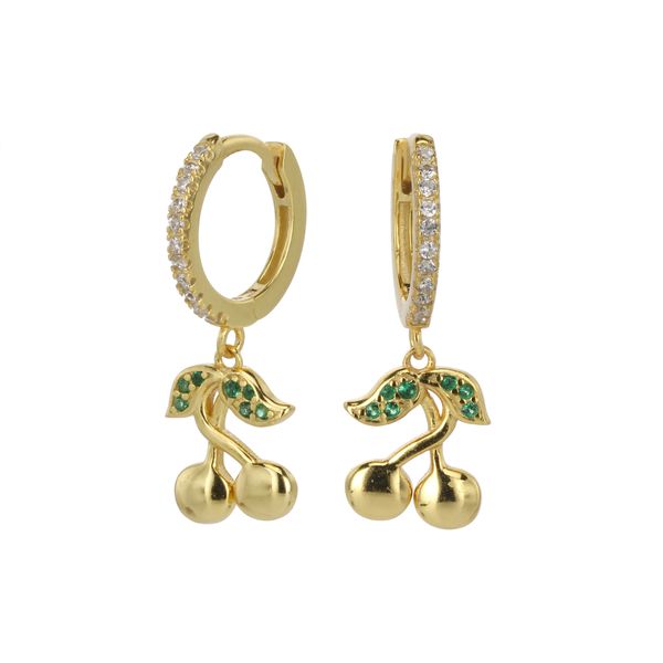 

Popular s925 pure silver temperament sweet cherry style ear buckle cool style European and American fashion versatile earrings
