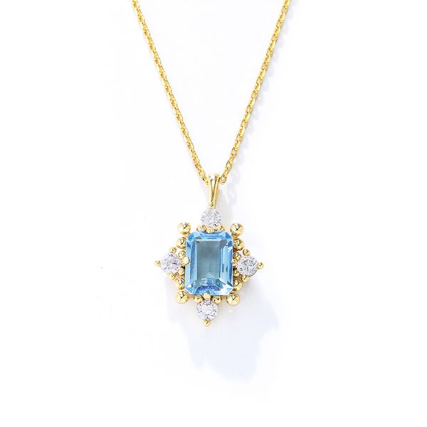

S925 pure silver light luxury retro natural sky blue topaz necklace women's niche design collarbone chain