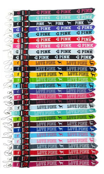 

Designer Keychain Love Pink Dog Classic Fashion Men Women purse Keychain luxury High Quality Polyester Nylon Bag Lanyard silvery Plated Keychain Car Keychain