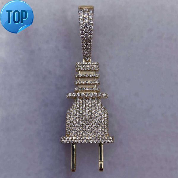 

Custom 14k Gold Vvs Moissanite Pendant 925 Sterling Silver Mens Iced Out Hip Hop Letter Plug Charm Rapper Rock Jewelry