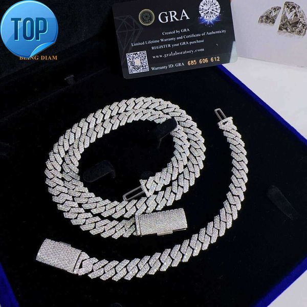 

Blingdiam Jewelry Hip Hop 10mm Cuban Link Chain 2row Vvs Moissanite Cuban Chains Necklace for Men