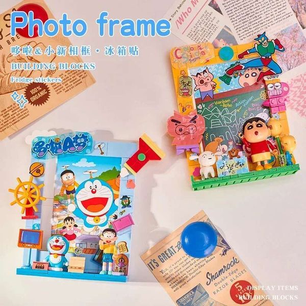 

Shin Crayon Chan Photo Frame Refrigerator Building Block Trendy Toy Assembly Movable Ornament Model Anime Collectible Gift Dh2997019 Dh2997019, Blue