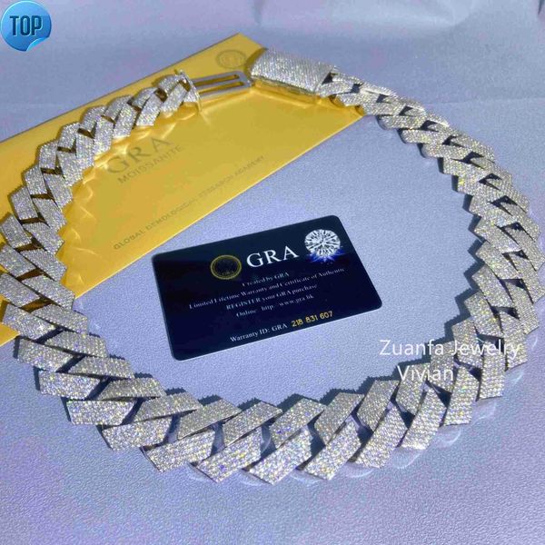 

Mens Iced Out Cuban Link Necklace - Silver Moissanite Diamond Hip Hop Chain