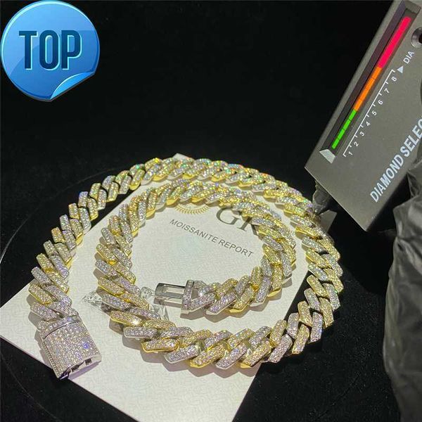 

14mm VVS Moissanite Chain Cuban Necklace in 925 Sterling Silver