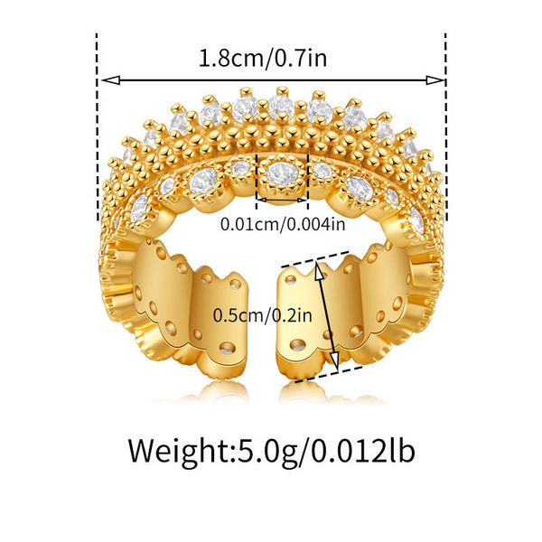 

European-American Inspired Ring with Authentic Gold Coating and Luxurious Zircon Embellishment