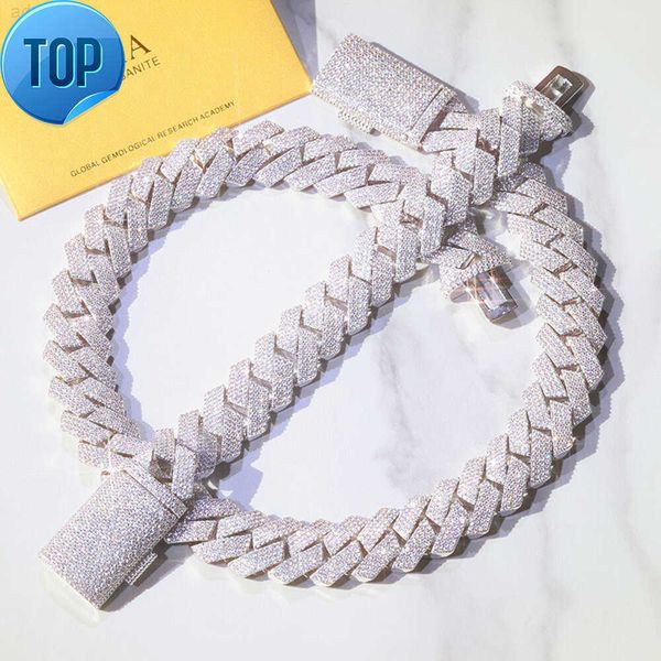 

Luxury 3rows 4rows 16mm 20mm Cuban Chain Fine Jewelry S925 Silver Ice Out Moissanite Cuban Link Chain Mans Hip Hop Necklace