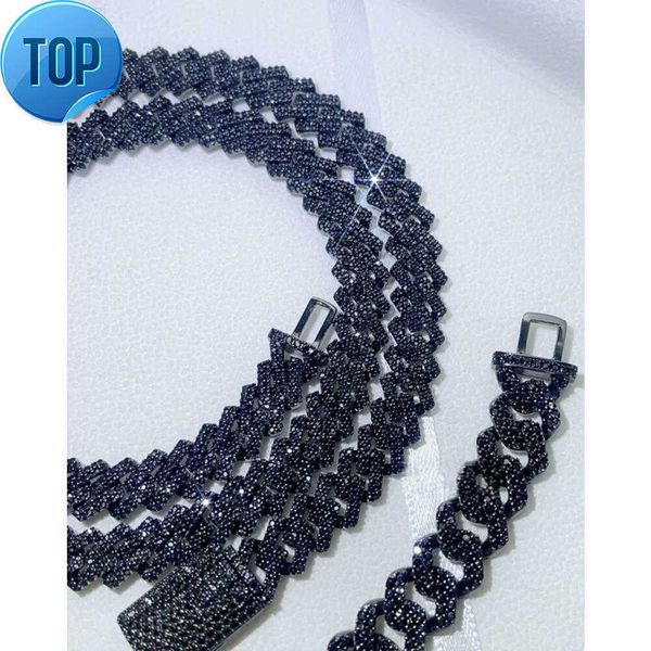 

925 Sterling Silver Black Moissanite Cuban Chin Beautiful Black Moissanite Bracelet Making for Hip Hop Jewelry