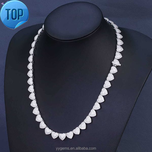 

Yu Ying Heart Shape Necklace S925 Sterling Silver Gold Plated Vvs Diamond Cuban Link Chain for Mens Hip Hop