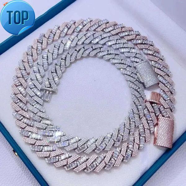 

Fashion Jewelry Necklace 15mm Sterling Silver Vvs Lab Diamond Ice Custom Hip Hop Moissanite Cuban Link Chain Necklace