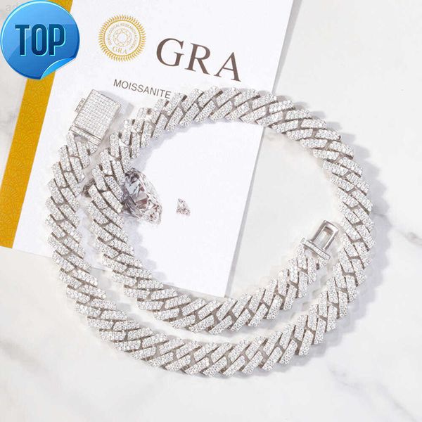 

Customized Luxury Design Cuban Chain 10mm-15mm Necklace with Bling d Vvs Moissanite Diamond Rapper Hiphop Necklace Link Jewelry