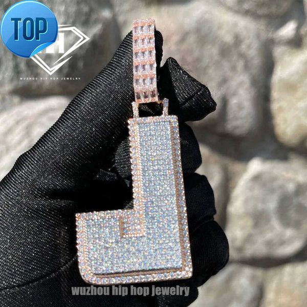 

Real Moissanite Jewelry Two Tone Plated Solid 925 Silver Gra Certified d Color Moissanite Diamond Letter Name Pendant