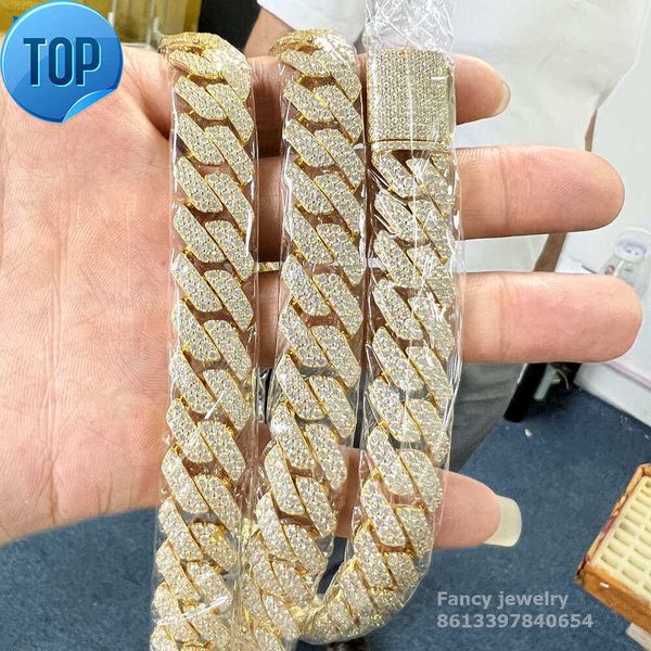 

8mm 12mm 2 Rows Vvs Moissanite Necklace Iced Out Hip Hop Jewelry Solid 925 Sliver Cuban Link Moissanite Cuban Chain