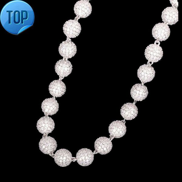 

Custom Iced Out Bead Link Necklace Hip Hop 925 Sterling Silver Moissanite 8mm Hiphop Bead Ball Chain