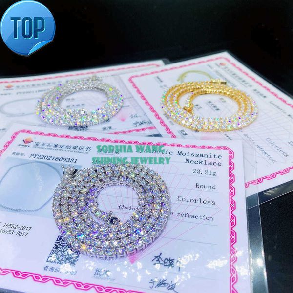 

Selling Moissanite Diamond Solid Gold 2mm 3mm 4mm 5mm Classic Necklace Bracelet Mens Chains Jewelry Tennis Chain